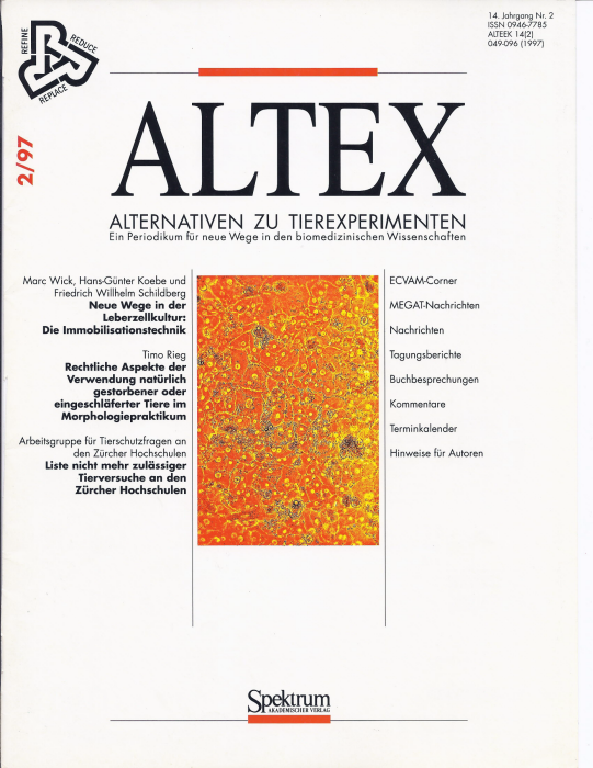 Legal aspects of using euthanised animals or carcass] [Article in German] |  ALTEX - Alternatives to animal experimentation